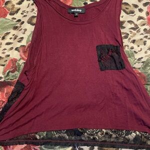Workshop Republic Clothing Red Muscle Tee with Asymmetrical Cut Out